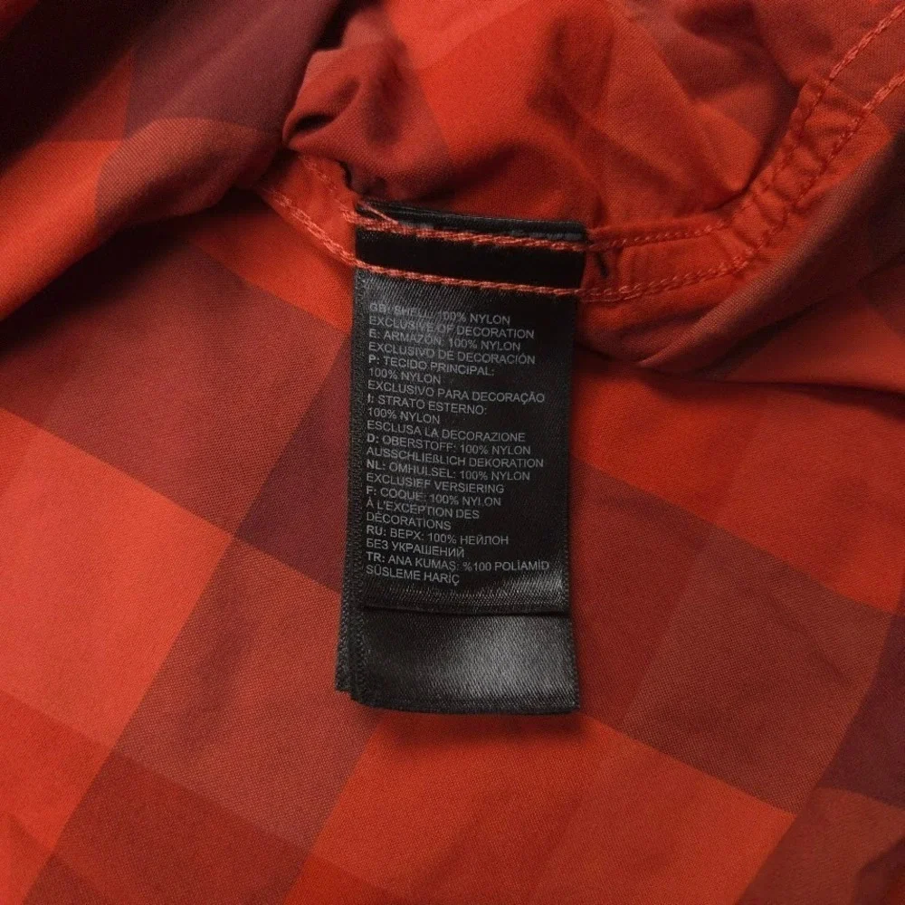 The North Face Monanock Shirt Mens Large Red Plaid Nylon Hiking Button Up